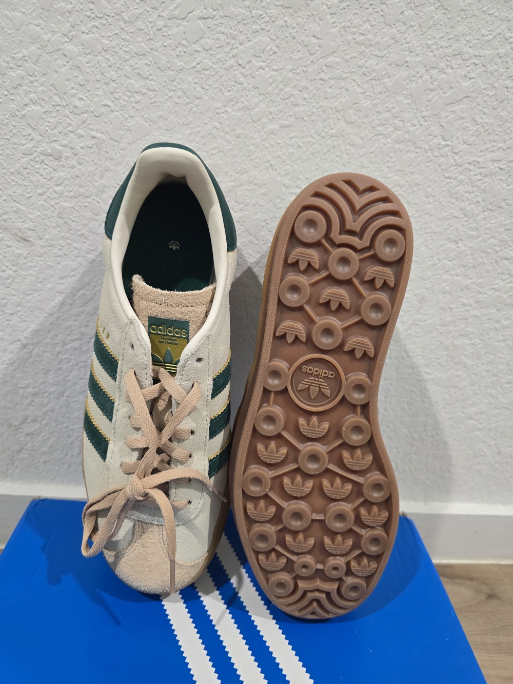 adidas Gazelle Women's Casual Sneakers - Cream & Green - Picture 7 of 9